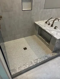 Modern bathroom remodel by Pink Panther Plumbing